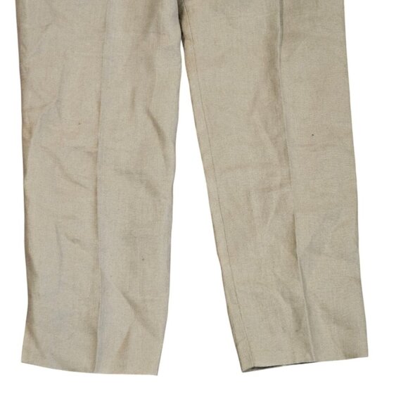 Retro Talbots Irish Linen Pants Lined Tapered 90s Ankle Tan Minimalist Old Money - Picture 5 of 14